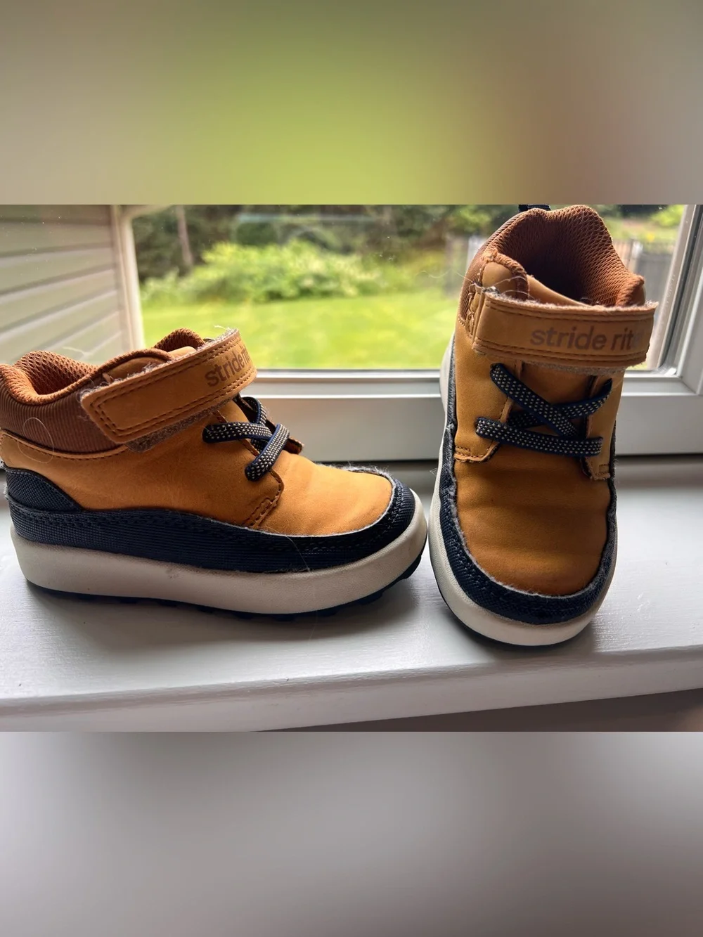 Stride Rite Kids' Tan and Black Velcro High-Top Boots